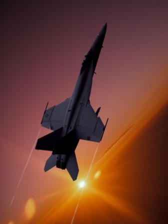 f 18 hornet sunset. F/A-18E Super Hornet flying at